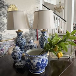 Blue Floral Ralph Lauren Chinoiserie Room Decor Set