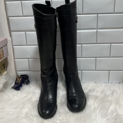 Franco Sarto Cymbols Black Leather Knee High Riding Boots Woman’s 8 M
