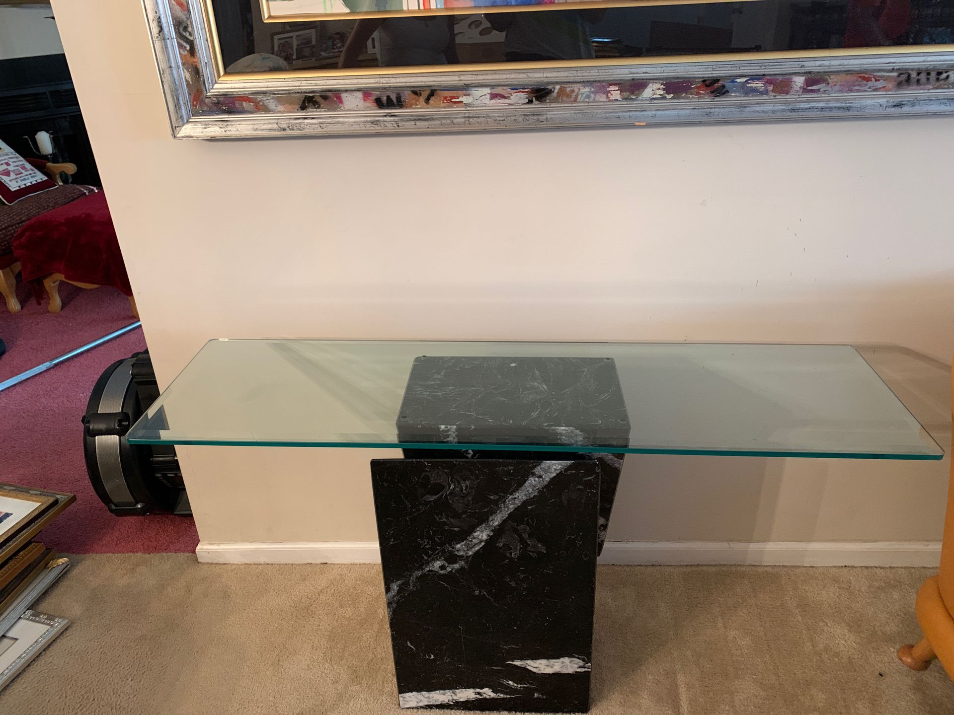 GORGEOUS MARBLE BASE GLASS TABLE