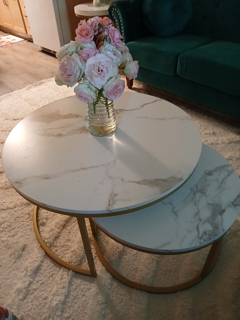 Gold and Marbled Top Classy Tables