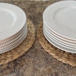 Set of 12 White Stoneware Dinner Plates – Southern Living & Grande Living (Portugal) – Matching Set