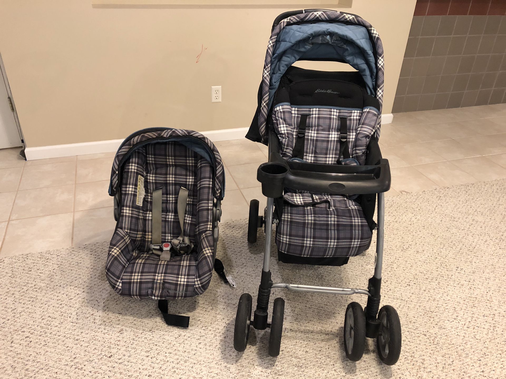 Eddie Bauer infant toddler car seat and stroller