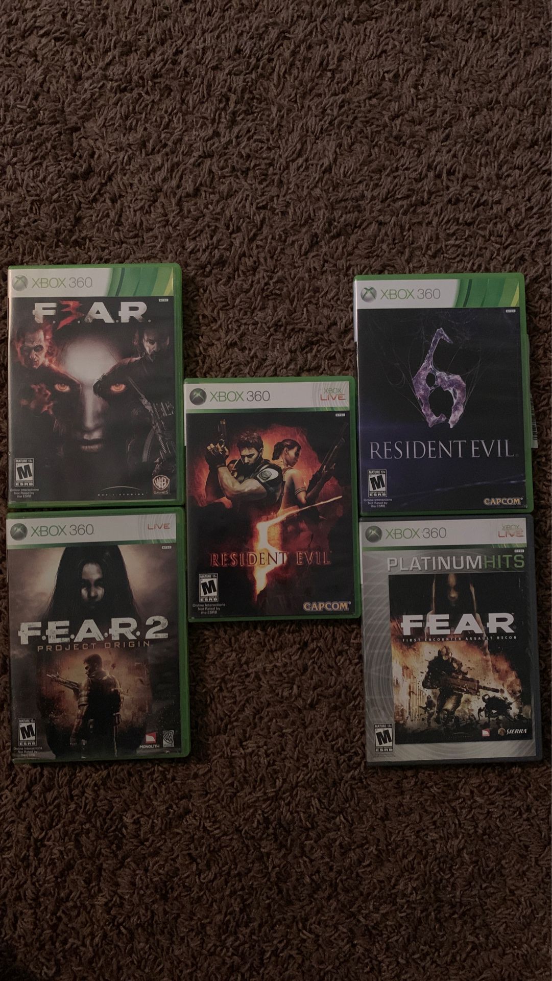 5 Xbox 360 game w/ booklets $35 for all
