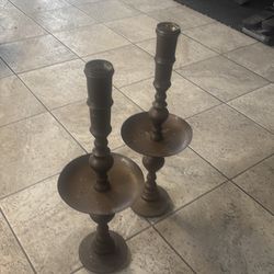 Vintage Brass Candeleras Set