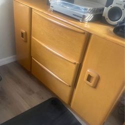 Heywood Wakefield blonde Buffet Credenza Sideboard Table Hutch