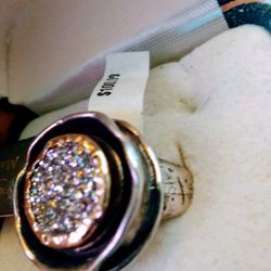 💯925 Sterling Silver Ring 💍 14 Kt Gold 🆕 Size 7 .💖