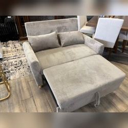 54" Brown Corduroy Convertible Sleeper Loveseat