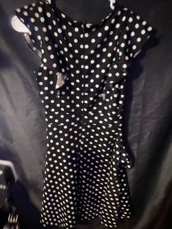 i-Hot Black and grey polka dot dress with pockets size S