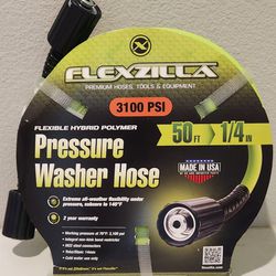 NEW Flexzilla Pressure Washer Hose - 50 Foot > 1/4 Inch - Flexible Hybrid Polymer - Made in USA - Auto Detailing Supplies - Info in the Description 