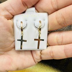 14k Hoop With Cross 