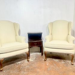White Winged Chairs  (( Free Delivery ))