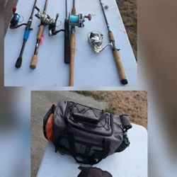 Fishing set 5 rods and fishing tackle