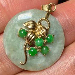 14k Gold Jade Pendant 