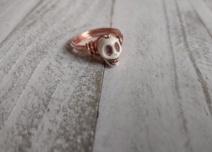 Custom Handmade Wire Wrap Skull Ring