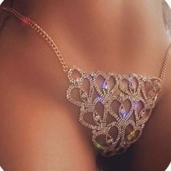 Jewelry Heart Shape Rhinestone Thong 