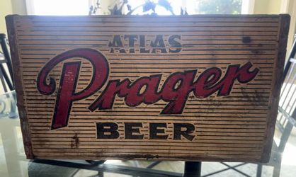 Vintage Atlas Prageer Wooden Beer Crate