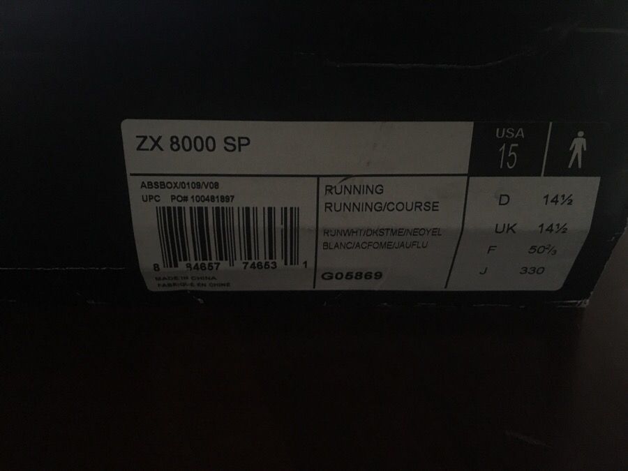 You Adidas 20th Edition ZX 8000 Performance SP Size US 15 Men's