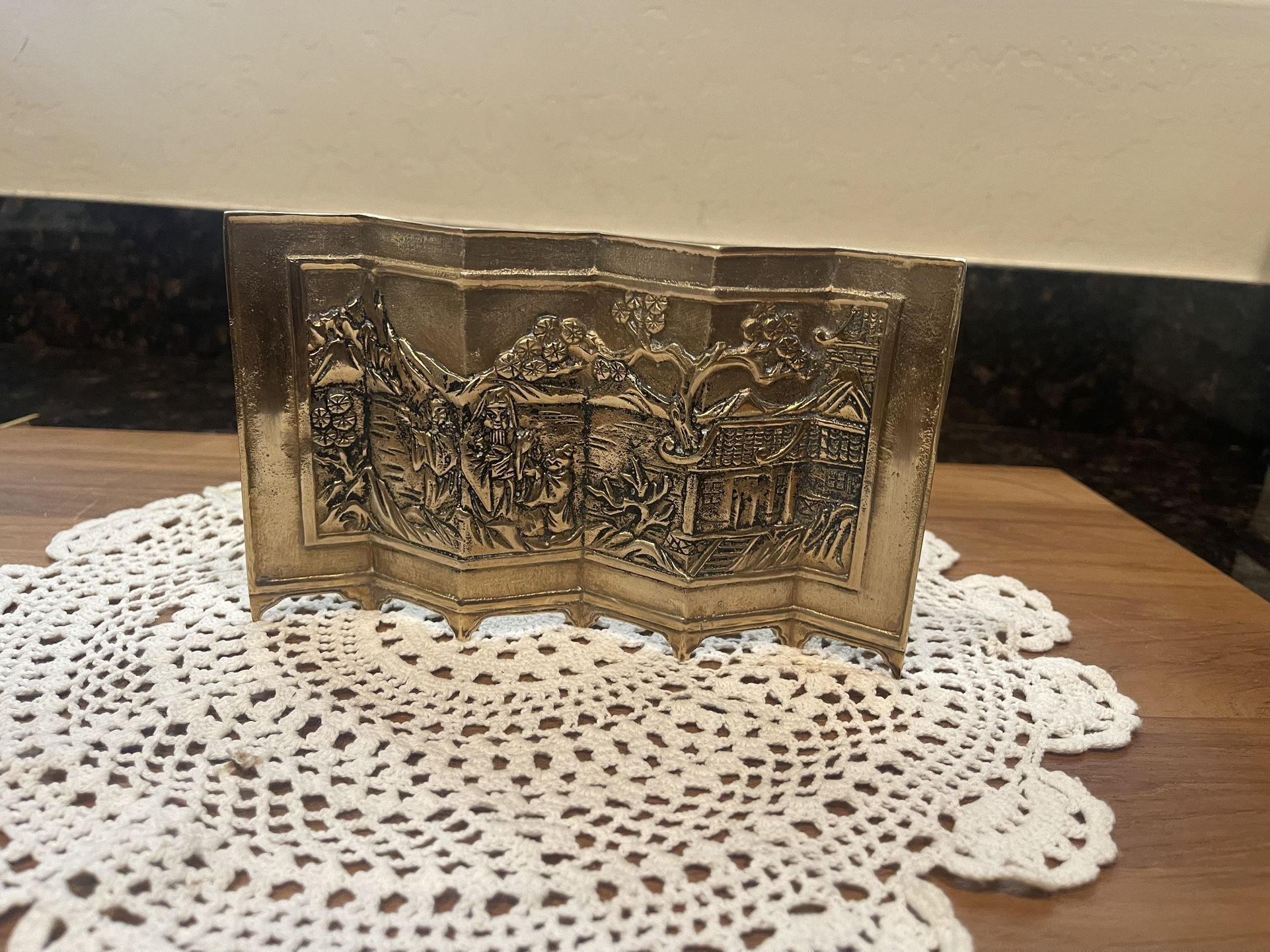 Vintage Asian Chinese Japanese Brass Screen