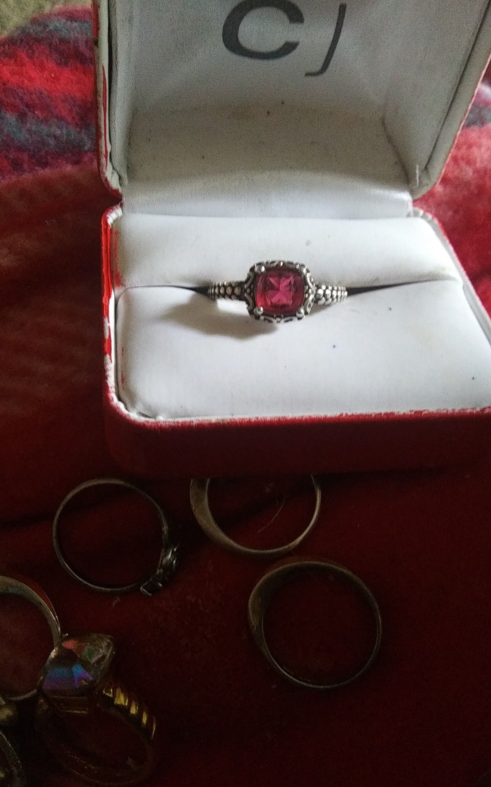 Sterling silver ruby ring