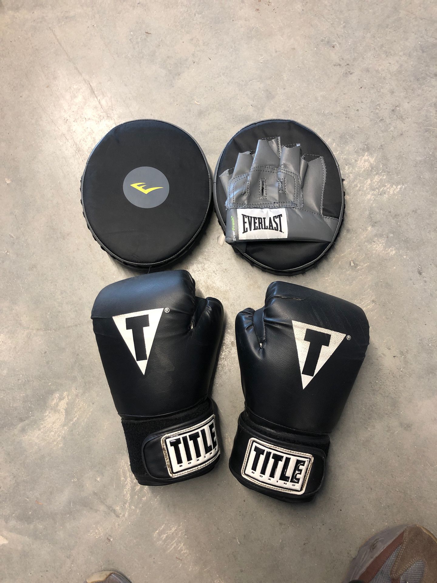 Title boxing gloves and everlast mits