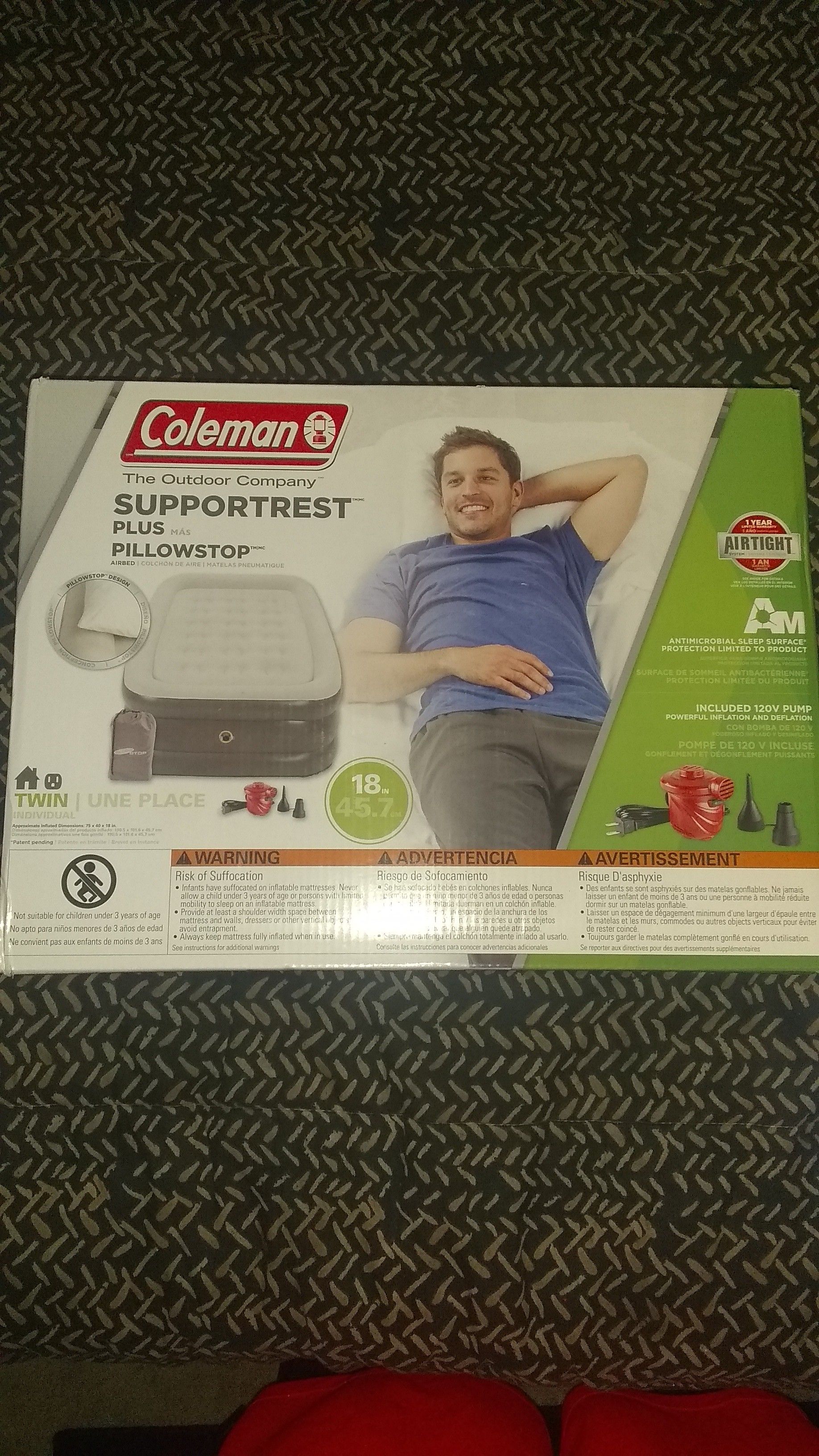 Coleman twin air mattress w/ pump