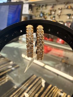 14KT Half-Hoop Earrings w/ Natural Diamonds 42997-1