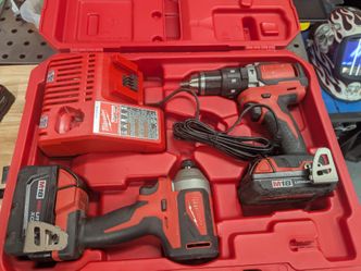 Milwaukee M18 brushless drill and impact kit with two batteries