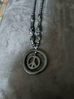 Onyx and crystal necklace