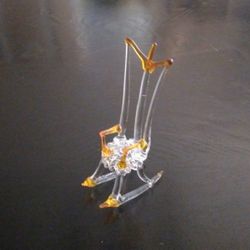 Vintage Small Handblown Glass Art Rocking Chair Figurine 