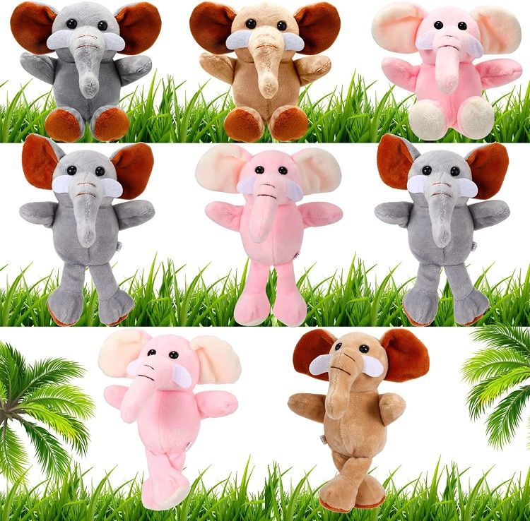Mini Stuffed Plush Toys Cute Elephant Plushies 8 Pcs 4"