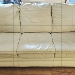 Luxury Cream White Leather Sofa and Loveseat Set – Excellent Condition