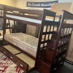 Allentown Espresso Bunk Bed $10 Down Payment And Financing Available