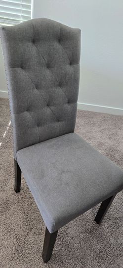 Gray Tufted Upholstered Dining Chairs