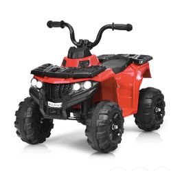 Kids Ride-On ATV Quad 4 Wheeler – 6V Electric Toy Car with LED Lights – Red