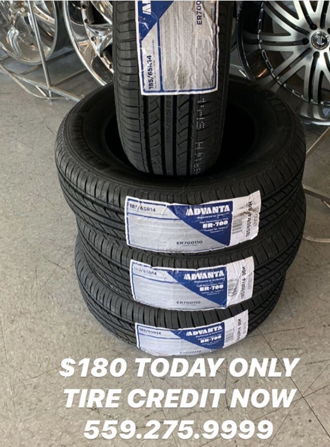 Today only carrry out 185-65-14 new tires