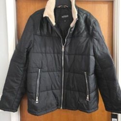 Men's Guess Puffer Jacket Black XL Vegan

Leather
