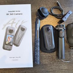 Insta360 X4 Air + 2 Batteries + 114cm Selfie Stick + 2‑in‑1 Remote Kit – Like New 