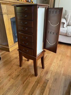 Jewelry Cabinet With Side Doors, 7 Drawers And Mirror Thumbnail