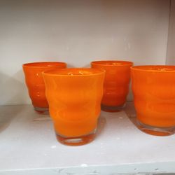 Dansk Rio Set Of 4 Orange Glasses