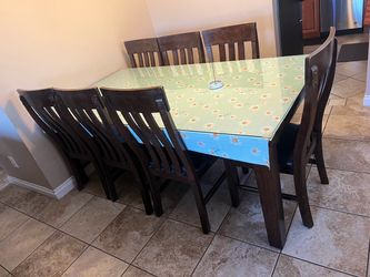 Dark Wood Dining Table with 8 chairs