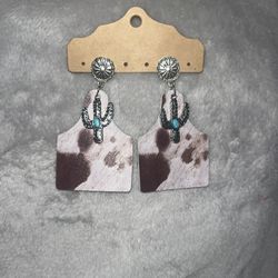 Cow print Cactus Earrings 