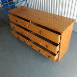 Wood Dresser. Natural Wood. Horizontal Storage Buffet 