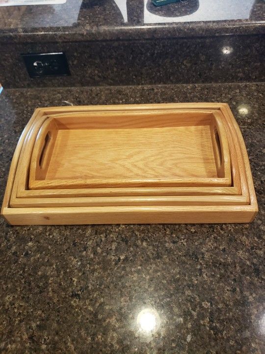 Hand Crafted Wooden Nesting Trays (Set Of 4)