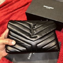 SAINT LAURENT Loulou Medium YSL Matelasse Calfskin Flap-Top Shoulder Bag, Matte