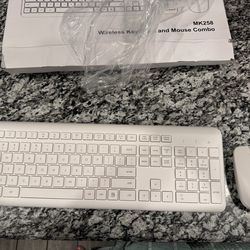 White wireless keyboard and mouse