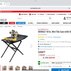 Wet Saw Used No Stand