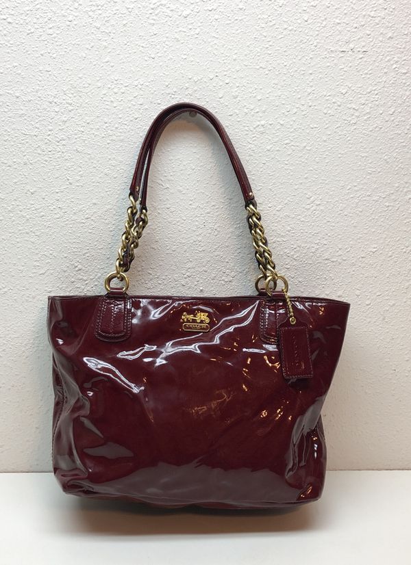 Coach Deep Red Shiny Leather Handbag Purse No F1275 20484 For Coach Deep Red Shiny Leather Handbag Purse No F1275 20484