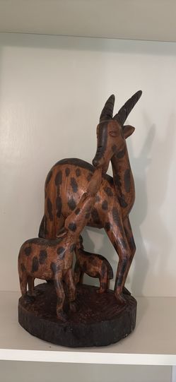 Antique Antler Family Carved With Wood 