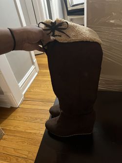 Brown Wedge Suede Calf Boots