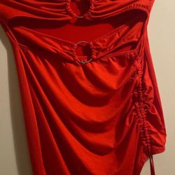 Drawstring Ring Linked Tube Dress Backless